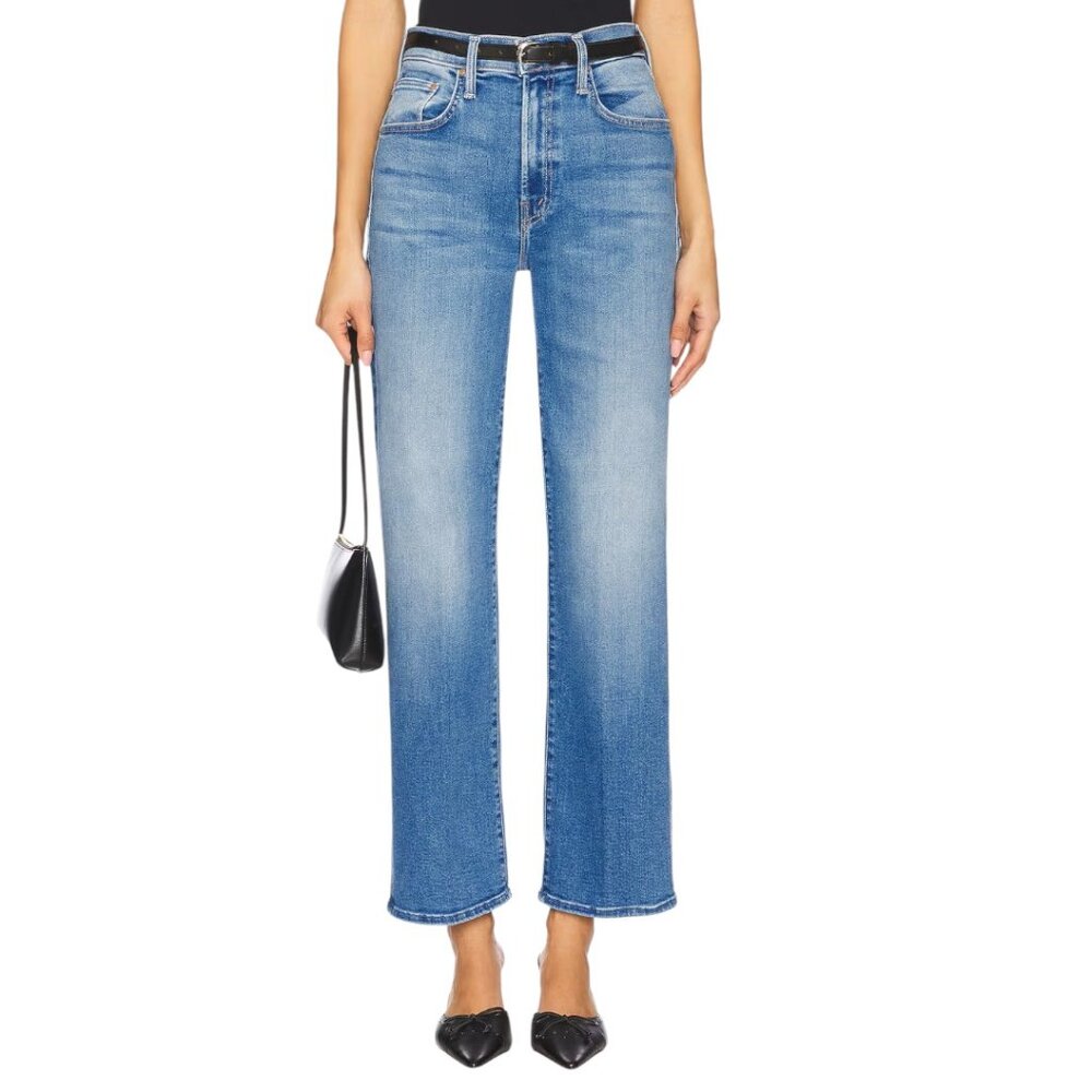NWT MOTHER Rambler Zip Flood Straight Leg in Read Between The Lines Size 28 - Picture 1 of 14